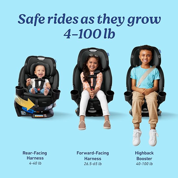 Graco Turn2Me 3-in-1 Rotating Convertible Car Seat, Brighton, Rear-Facing Rotation, Forward-Facing Mode, Highback Booster Up to 100 lbs, Adjustable Headrest & Harness, Steel Reinforced Frame