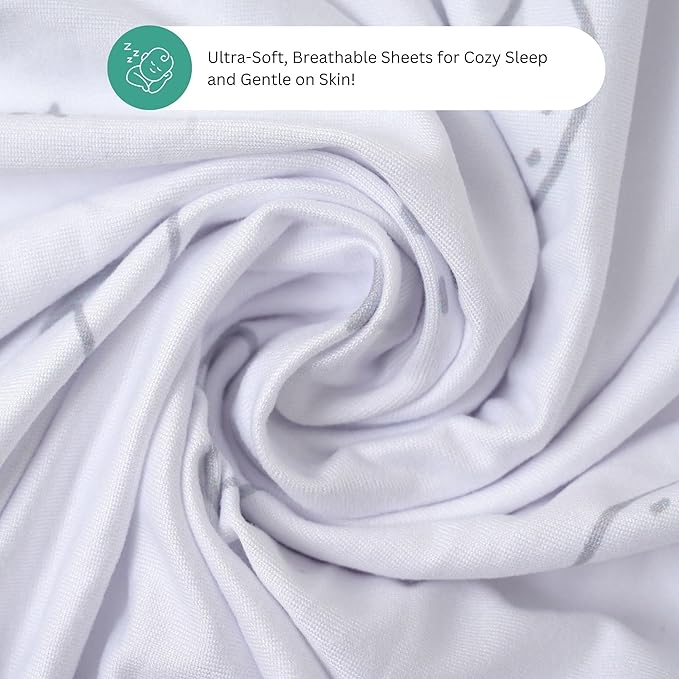 Bassinet Sheets for Baby Delight Snuggle Nest, Beside Me Doze, Snoo Smart, Fisher Price by TansyPanda, 3PC, 32 x 17 Inch, Ultra Soft, Breathable, Snug Fit, Unisex Boys, Girls (Moon, Stars, Clouds)