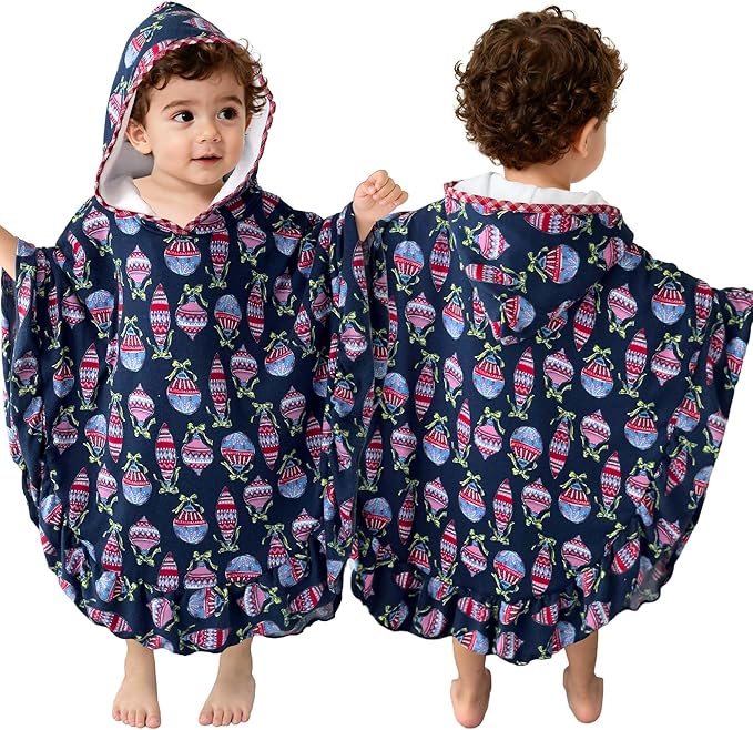 VOOVA & MOVAS Toddler Car Seat Poncho with Ruffle Trim | Soft 100% Cotton | Absorbent Thick Towel for Bath, Swim, Beach & Winter | Cozy, Lamp