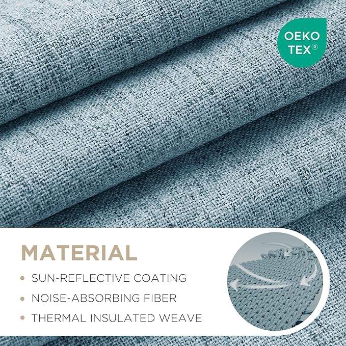 Joydeco Blackout Curtains for Bedroom - 72 Inch Long 100% Light Blocking 2 Panels Sky Blue Drapes, Thermal Insulated Room Darkening Curtains, Linen Textured for Living Room, Rod Pocket & Back Tabs