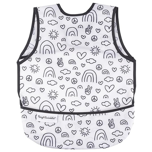 Tiny Twinkle Mess Proof Baby Bib for Boys | Waterproof Toddler Bib for Eating | Baby Apron for Feeding, Machine Washable | Perfect Shower Gift (Peace, 6–24M)