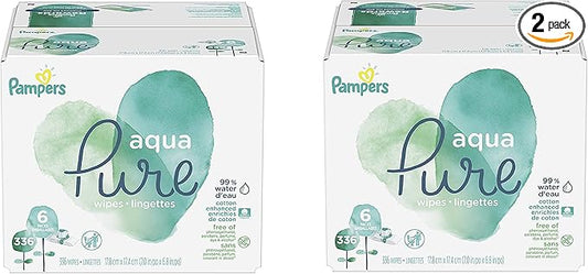 Pampers Aqua Pure 6X Pop-Top Sensitive Water Baby Wipes, 672 Count