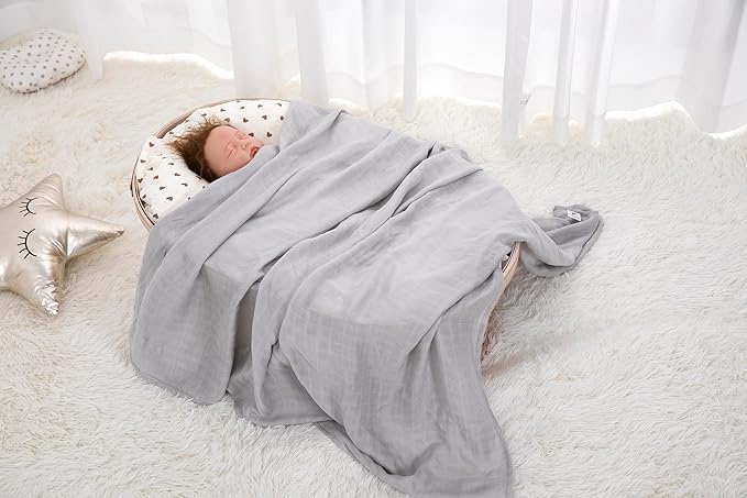 Muslin Swaddle Blankets for Baby Boys and Girls, 4-Pack Breathable and Skin-Friendly Receiving Blanket Wrap, Baby Essentials, Registry & Gift, 47 x 47 inches (Monochrome Doodles)