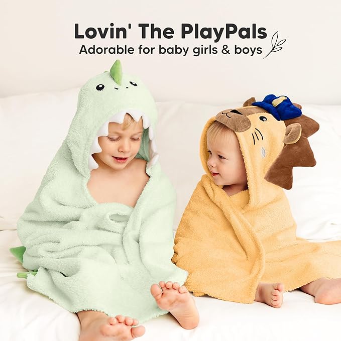 KeaBabies Organic Baby Towel with Hood for Girls, Boys - Soft, Absorbent, 100% Cotton Hooded Baby Towels for Newborns, Infants, Large Hooded Bath Towels for Babies, Kids, Toddler 1-3 (Leo)