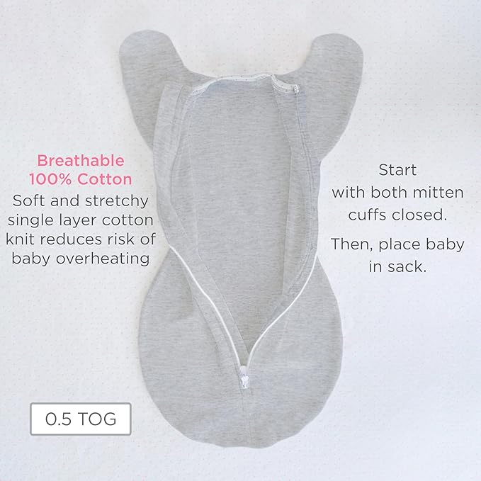 SwaddleDesigns Transitional Swaddle Sack, Arms Up Half-Length Sleeves & Mitten Cuffs, Swaddle for Newborn Transition to Baby Sleep Sack Wearable Blanket, 6-9 Month, 21-24 lb, Heathered Green Turtle