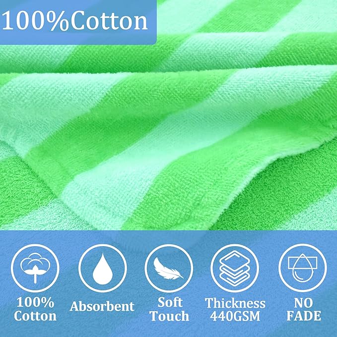 Toddler Poncho Towels with Hood, Oversized (2-4Years,22"X22") Made from 100% Soft Cotton,Absorbent Hooded Towels for Baby Boys,Perfect for Pool | Swimming | Bath | Beach,Green Bar Stripe