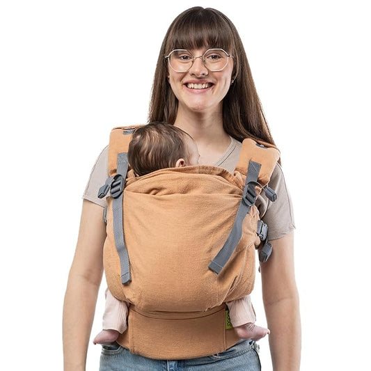 Boba X Baby Carrier Newborn to Toddler - Certified Hip Healthy, Micro-Adjustable Baby Carriers from Newborn - Breathable & Lightweight 100% Cotton Twill, Petite to Plus Size, 7-45 lbs (Linen Rye)