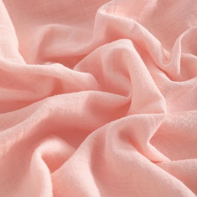 NTBAY 2 Pack Muslin Cotton Mini Crib Sheets, Soft and Breathable Double Layer 24x38 Baby Crib Sheets for Mini Crib and Toddler Mattresses, Boys, Girls, Unisex, Coral Pink, 24x38 Inches