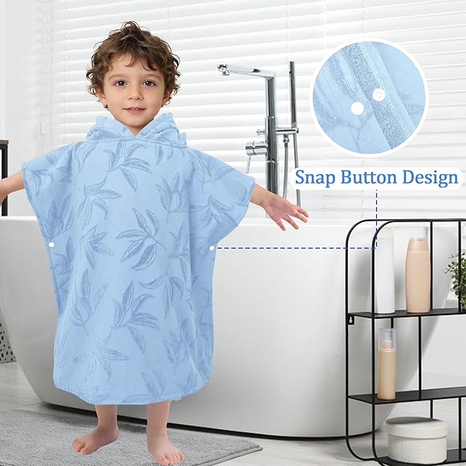 Toddler Towels with Hood, Oversized (2-4Years,22"X22") Made from 100% Soft Cotton,Absorbent Hooded Poncho Towel for Baby Boy,Perfect for Pool | Swimming | Bath | Beach,Jacquard Gray Orchid