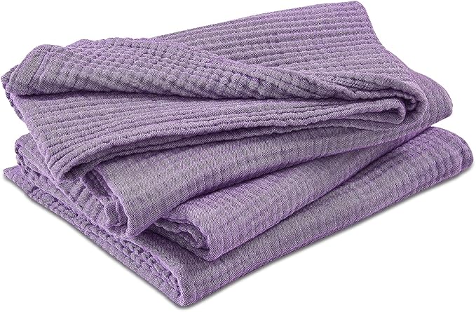 EMME Cotton Muslin Large Throw Blanket Couch Breathable Gauze Blanket Soft Lightweight Bed Blankets Adults (Purple, 50"x70")