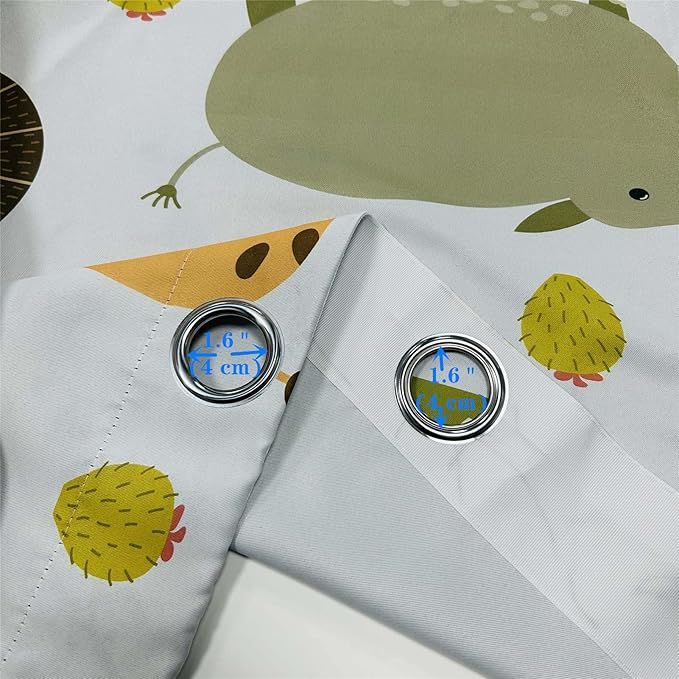 Animal Curtains W27.5 x L39 Inch Grommet Thermal Insulated Blackout Window Drapes Safari Hippo Crocodile Lion Elephant Giraffe Woodland Zoo Pattern for Kids Boys Girls Nursery Bedroom 2 Panels