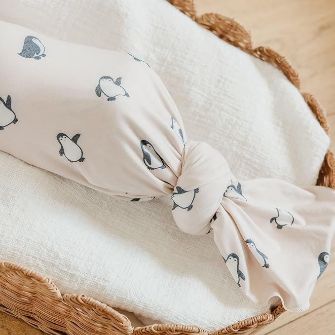 Copper Pearl Penguins Knit Blanket Single