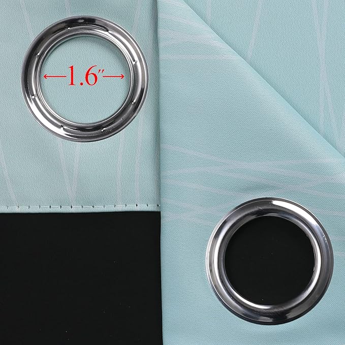 Estelar Textiler Beige and Aqua Ombre Blackout Curtains 90 Inch Length 2 Panels Set, Thermal Insulated Drapes for Bedroom, Full Room Darkening Grommet Gradient Curtains for Living Room,52Wx90L