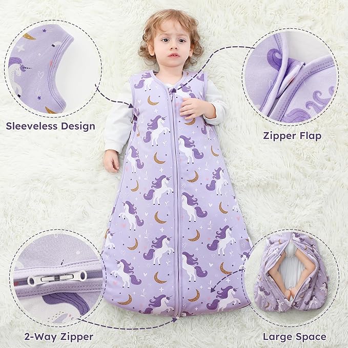Yoofoss Baby Sleep Sack 6-12 Months, TOG 2.5 Baby Wearable Blanket with 2-Way Zipper, 100% Organic Cotton Fabric Winter Newborn Sleeping Sack, Warm Soft Comfy
