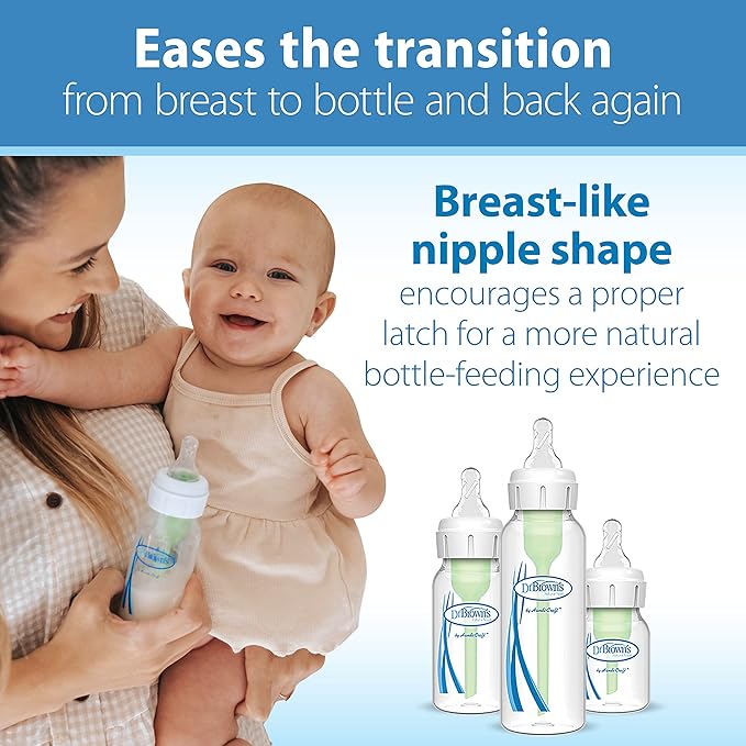 Dr. Brown’s Natural Flow Y-Cut Narrow Baby Bottle Silicone Nipple, Ideal for Thicker Liquids, 9m+ & Natural Flow Y-Cut Wide-Neck Baby Bottle Silicone Nipple, Ideal for Thicker Liquids, 9m+