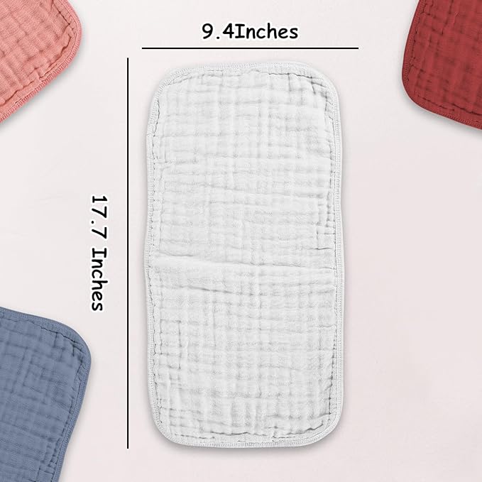TDHD Muslin Solid Burp Cloths 100% Cotton Large 18''x10'' Extra Soft and Absorbent Multifunctional 6 Pack Baby Burping Cloth for Unisex Boys Girls (White)
