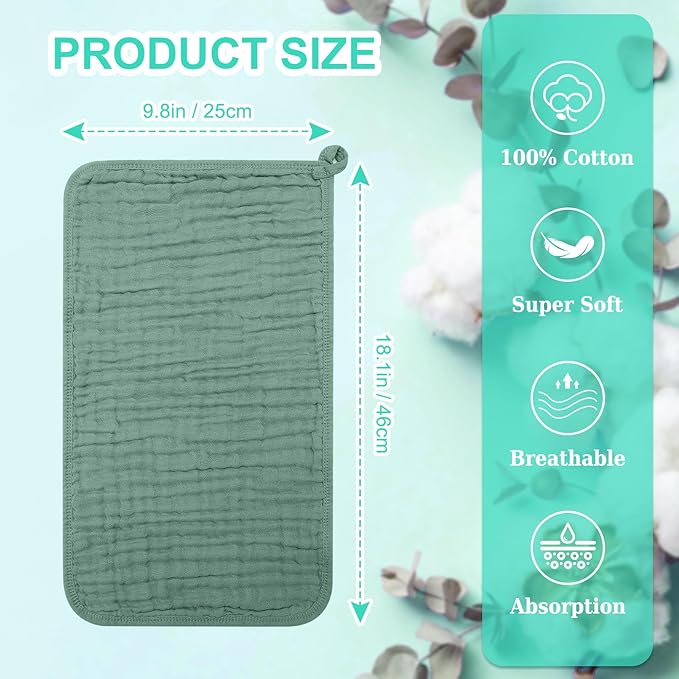 Accmor 6 Pack Muslin Burp Cloths 100% Cotton 20''x10'' Large Extra Soft and Absorbent Baby Burping Cloth for Boys Girls