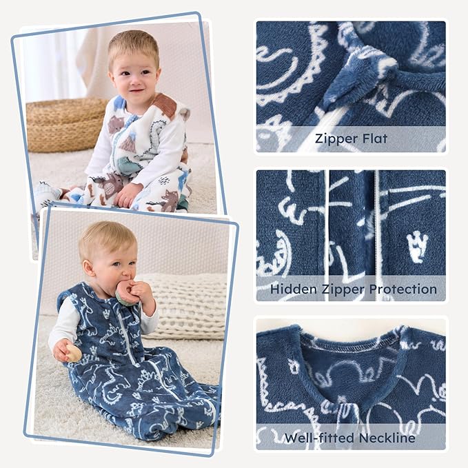 Yoofoss Baby Sleep Sack 12-18 Months, 1.5 Tog Sleep Sack, Fleece Baby Wearable Blanket with 2-Way Zipper, Toddler Sleeping Sack, Soft Warm Lightweight(Small)