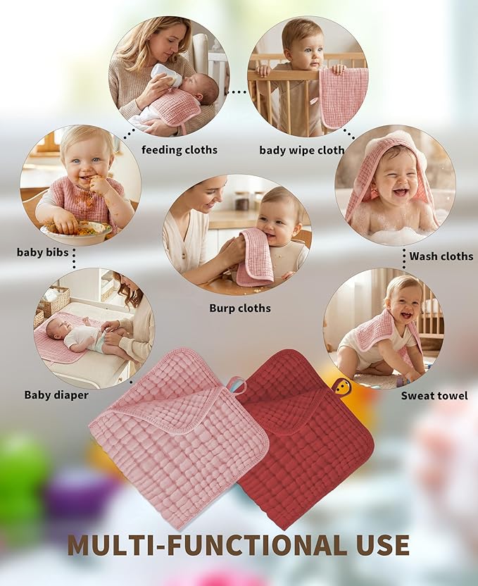 TRYISDICDVC 14Pack Muslin Baby Burp Cloths 100% Cotton 20"X10" Soft Absorbent Quick Drying Newborn Drool Baby Face Washcloths
