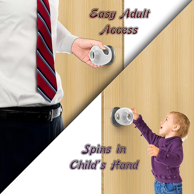 New & Improved - Door knob Baby Safety Cover - 5 Pack - Deter Little Kids from Opening Doors with A Child Proof Door Handle Lock