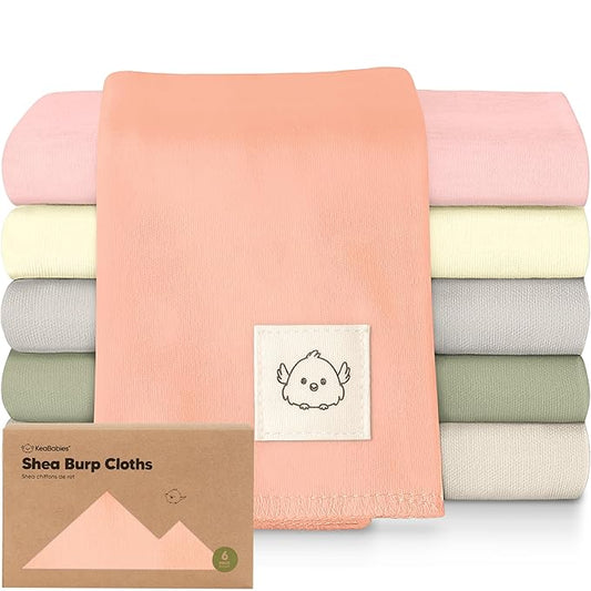 Organic Burp Cloths Baby Boy, Girl - 6-Pack Large 100% Cotton Burping Cloths for Babies, Spit Up Rags, Super Absorbent, Ultra Soft Newborn Rag, Gender Neutral, Machine Washable, Durable (Embrace)
