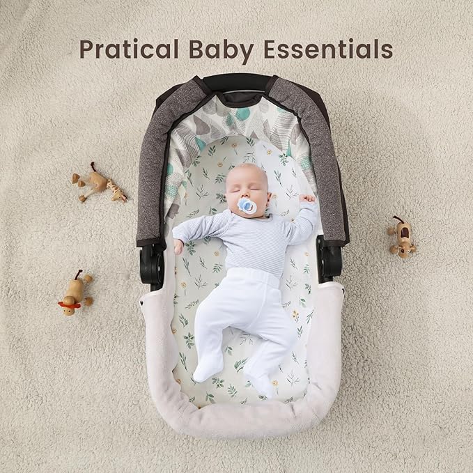 david's kids 3 Pack Bassinet Sheets, Ultra Soft Breathable Comfortable Baby Sheet Set for Boys Girls Neutral, Univeral Fit for Most Cradle and Bassinet Mattress, Leaf & Floral