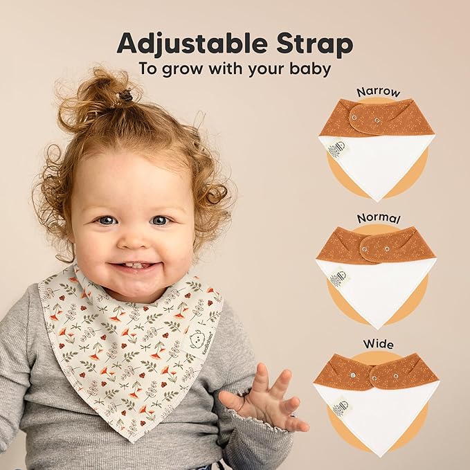 KeaBabies 8-Pack Organic Baby Bandana Bibs for Girls - Super Absorbent Triangle Baby Bibs for Drooling and Teething Infant, 100% Cotton Extra Soft for Newborn, Infant 0-36 Months (Fall Spores)