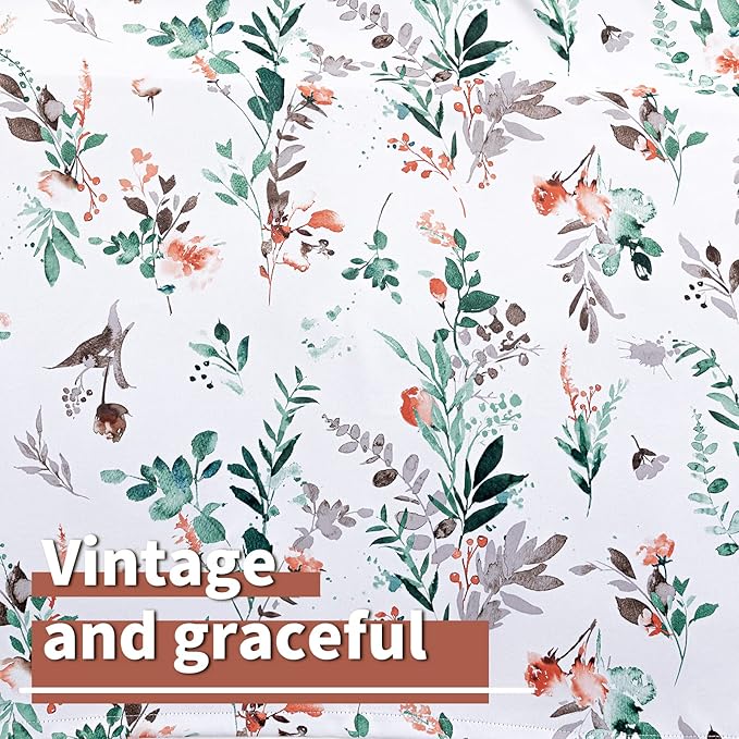 MYSKY HOME Bedroom Curtains Room Darkening Fall Curtains 63 inches Long Floral Drapes for Kitchen Dormer Window Thermal Insulated Panels Vintage Classical Floral Printing, 2 Panels, Orange