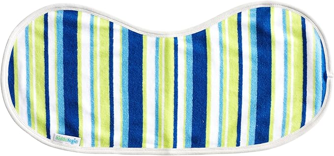 Kiddologic Baby Burp Cloth, Triple Protection, 2 Layers Soft Absorbent Terry, Waterproof Inner Lining, Large Size and Curved Design for Extra Coverage, Newborn/Infant Boy Burping Rag, Sky Blue Stripe