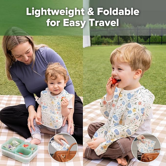 haakaa Long Sleeve Baby Bib, Waterproof & Adjustable Baby Smock Bib for Eating, Painting & Play, Easy Wipe Clean, 6–24M
