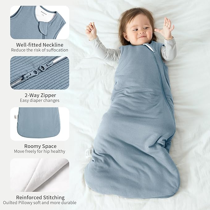 BubblePanda Rayon Made from Bamboo Sleep Sack 18-24 Months 1.0 Tog Supersoft & Breathable Toddler Sleep Sack 2t Baby Wearable Blanket with 2-Way Zipper Unisex Sleeping Bag for Babies