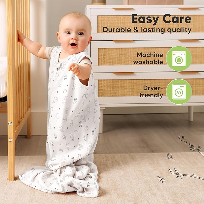 2-Pack Baby Sleep Sacks, Zipper Wearable Blanket - 0.5TOG Organic Cotton, Lightweight, Soft Cozy Toddler Sleeping Sack 6-12 months, Easy to Wear Large Newborn Transition Swaddles Sleepsacks (Woodland)
