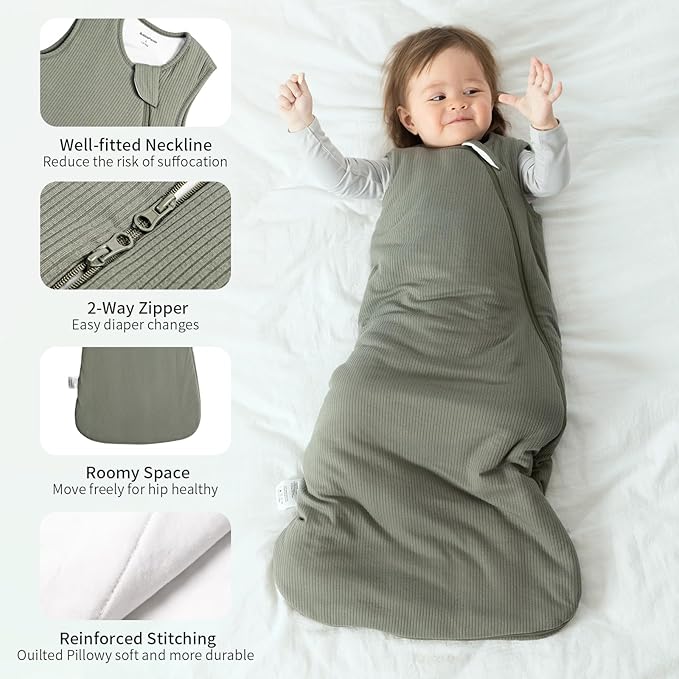 BubblePanda Rayon Made from Bamboo Sleep Sack 12-18 Months Supersoft Toddler Sleep Sack 1.0 Tog Breathable Baby Wearable Blanket with 2-Way Zipper Unisex Sleeping Bag for Babies