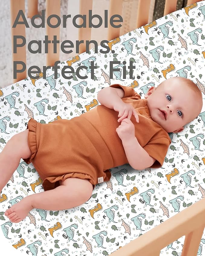 TotBasic Baby Crib Sheets Boy Girl for Standard Crib Mattress - Ultra Soft Jersey Knit Neutral Crib Mattress Sheet, Safe and Snug, Durable, Stylish Crib Sheet Fitted, 28''x52''x9'' Extra Deep Pocket