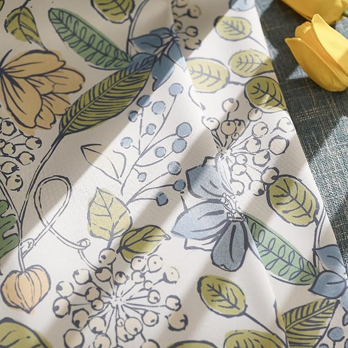 Vangao Blue Nursery Curtains for Girls Room Easter Floral 100% Blackout Curtains 63 Inch Length Farmhouse Drapes for Bedroom Room Darkening Flower Patterned Window Treatment for Kids Set of 2