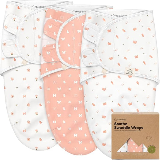 3-Pack Organic Baby Swaddle Sleep Sacks - Swaddles for Newborns, Infant 0-3 Months, Baby Girls, Boys, Soft & Snug Newborn Sleep Sack, Nursery Swaddling Blankets (Butterflies)