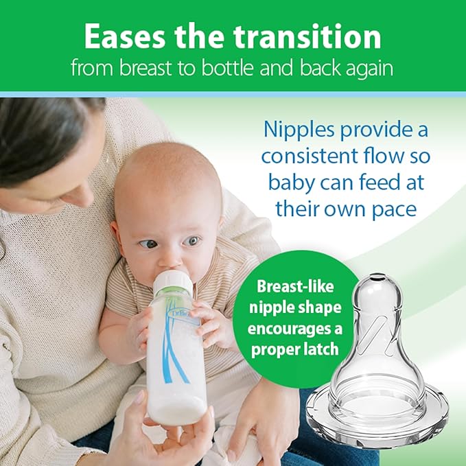 Dr. Brown's Anti-Colic Options+ Narrow Glass Baby Bottle with Level 1 Slow Flow Nipple, BPA-Free, 8 oz/250 mL, 2-Pack