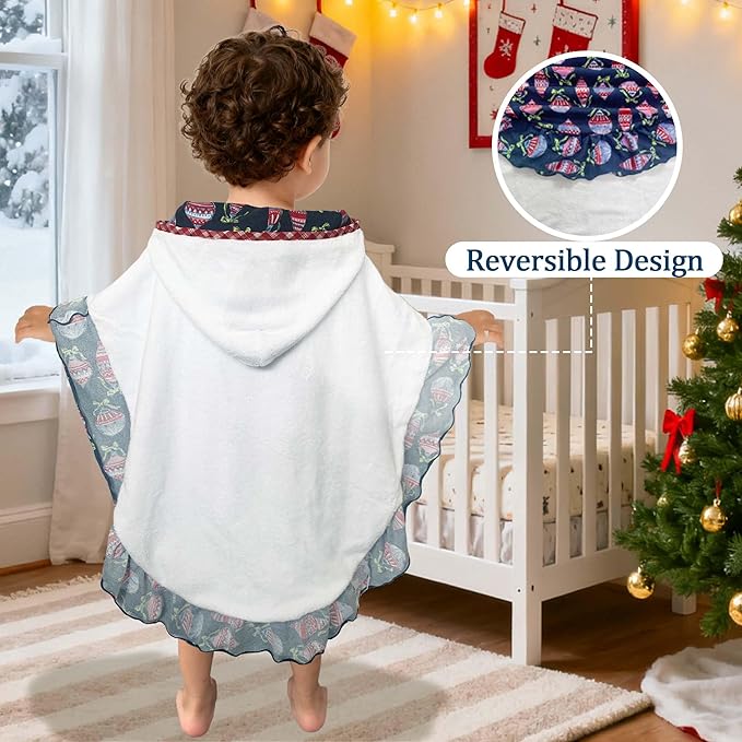 VOOVA & MOVAS Toddler Car Seat Poncho with Ruffle Trim | Soft 100% Cotton | Absorbent Thick Towel for Bath, Swim, Beach & Winter | Cozy, Lamp
