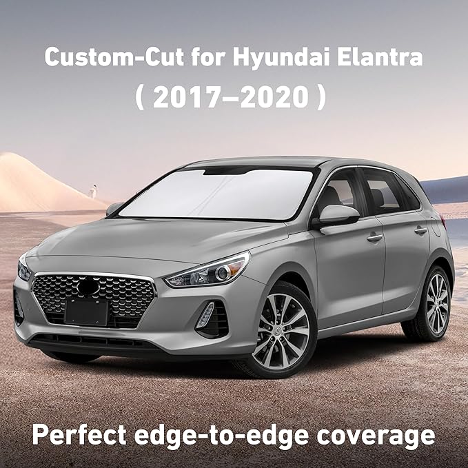 Econour Windshield Sunshade for Hyundai Elantra 2017-2018 2019 2020, Sun Visor for Front Windshield & Window Sun Shade Cover, UV Heat Blocker & Protector, Car Accessories