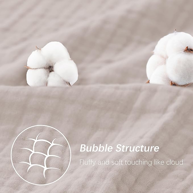 SWEET DOLPHIN Muslin Hooded Baby Bath Towels - 2 Pack 100% Cotton Towel for Babies, Infants, Toddlers - 32x32Inch - Highly Absorbent and Newborn Essential, Light Bean Paste
