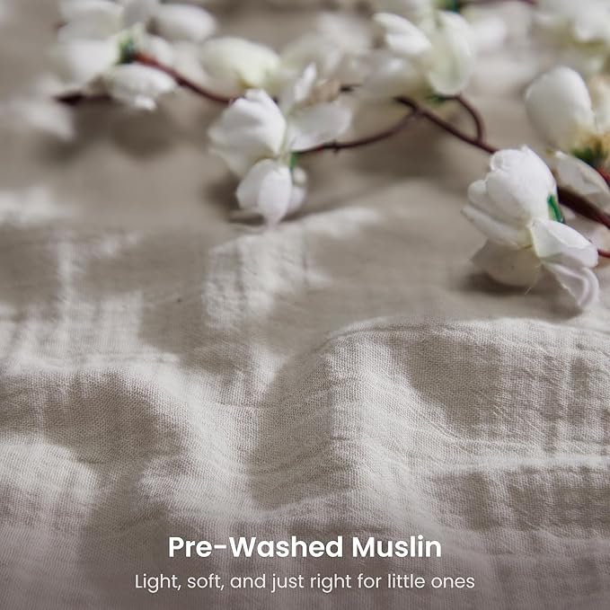 Bioweaves Organic Cotton Muslin Mini Crib Sheet, GOTS Certified Fitted Mini Crib Mattress Sheet, Extra Soft & Breathable for Toddler, Baby Boys & Girls, 38" x 24", 5 Inch Pocket, Wind Chime
