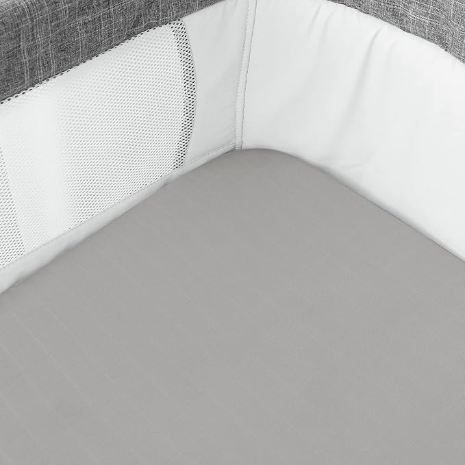 Muslin Bassinet Sheets for Boys and Girls 2 Pack, Ultra Soft Muslin Fitted Baby Bassinet Sheet for Standard Bassinet Mattress(16''×32''/17"x32"/20''x33''), Grey & White