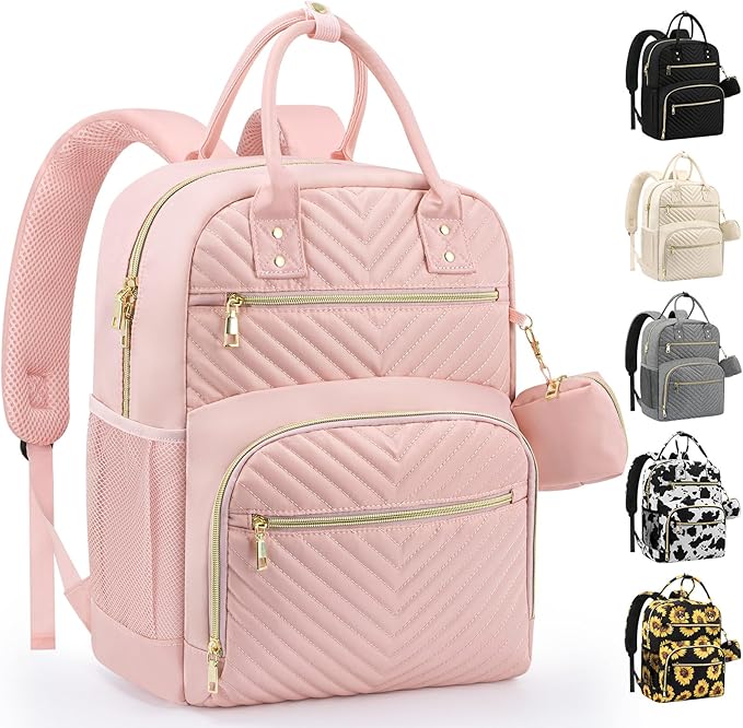 Diaper Bag Backpack,Baby Essentials Diapers Bag with Pacifier Case,Multipurpose Stylish Large Capacity Travel Backpack for Baby Girl/Boy(M-Pink)