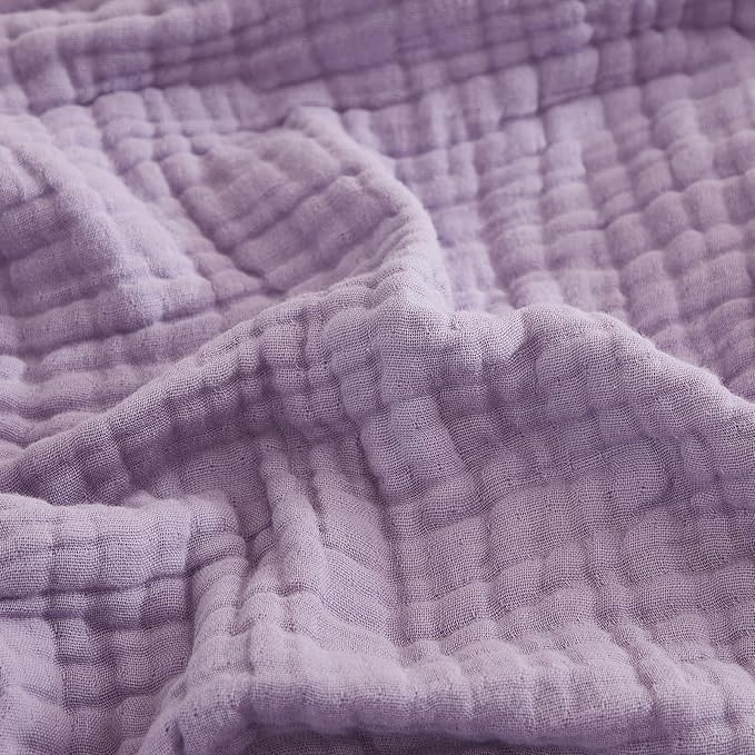 EMME Cotton Blanket Queen Size for Bed Soft Large Muslin Bed Blankets 90"x90" Lightweight Breathable All Season Gauze, Lavender