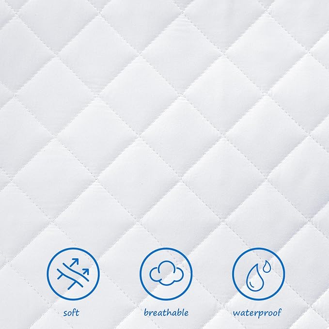 Bassinet Mattress Pad Cover Fit for Baby Delight/Mika Micky/Dream On Me Lotus/ANGELBLISS/KoolerThings (3 in 1) Bedside Sleeper, Waterproof Bassinet Mattress Protector Quilted Bassinet Sheets 2 Pack