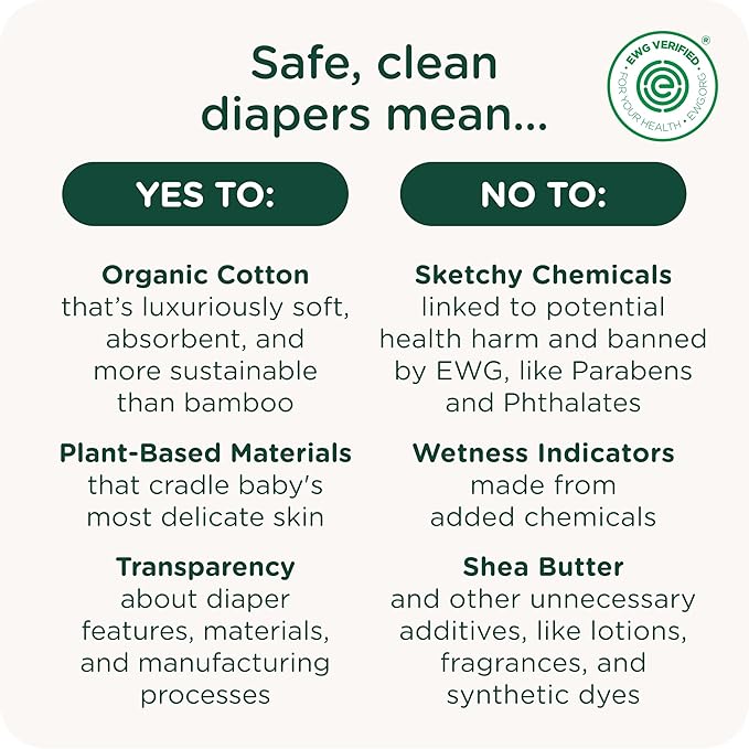 Our Diapers | The First EWG Verified & Microbiome-Friendly Diaper | 12-Hour Leak Protection | Made with Organic Cotton & Plant-Derived Materials | Totally Chlorine Free | Size 4 (22-32 lbs) 36 Count