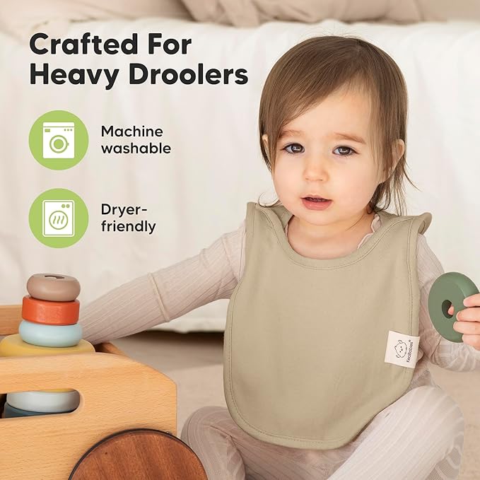 KeaBabies 8-Pack Baby Bibs for Boys, Girls - Pullover Bibs for Drooling Teething Baby Girl & Boy Toddler, Newborn, Soft & Absorbent, Cute Colors, Large Torso Coverage Keep Infant Clean & Dry (Brick)