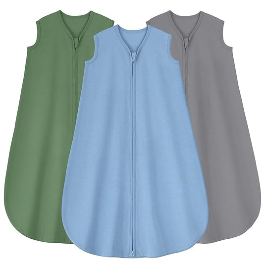 Yoofoss Baby Sleep Sack 0-6 Months 0.5 Tog Wearable Blanket for Baby, 3 Pack 100% Organic Cotton Infant Toddler Sleeping Sack 2-Way Zipper Lightweight Sleep Sack