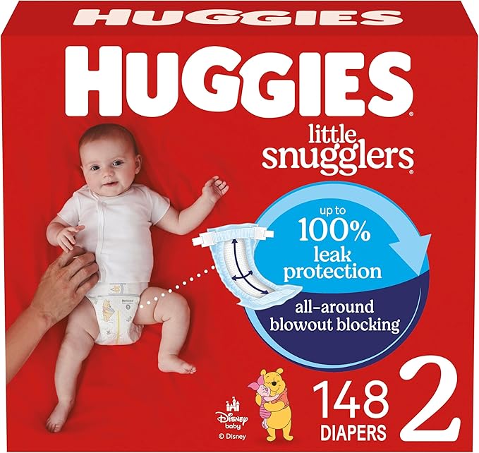 Huggies Size 2 Diapers, Little Snugglers Baby Diapers, Size 2 (12-18 lbs), 148 Count