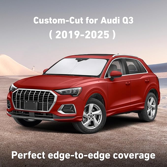 Econour Windshield Sunshade for Audi Q3 2019-2024 2025 2026, Sun Visor for Front Windshield & Window Sun Shade Cover, UV Heat Blocker & Protector, Car Accessories